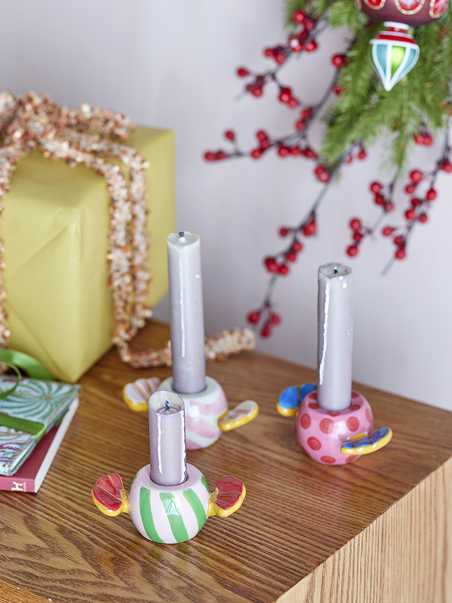 Portavelas para velas clásicas Caramella, Set de 3 unidades