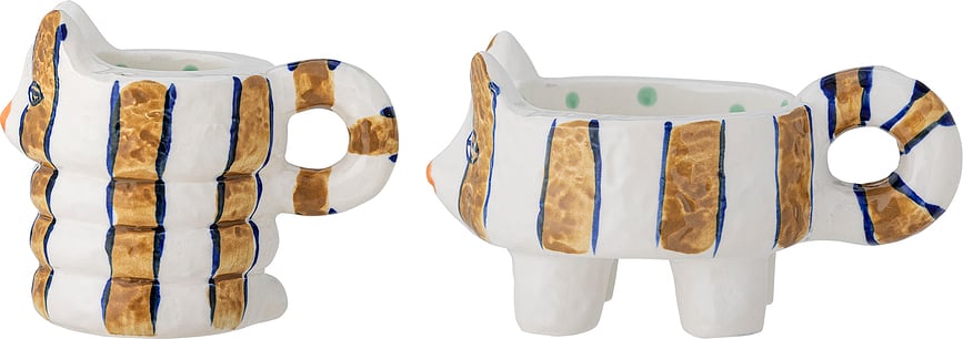 Portavelas para velas clásicas Caty, blanco-marrón, 2 unidades