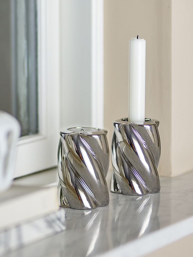 Portavelas para velas clásicas o de té Silvia, Pack de 2