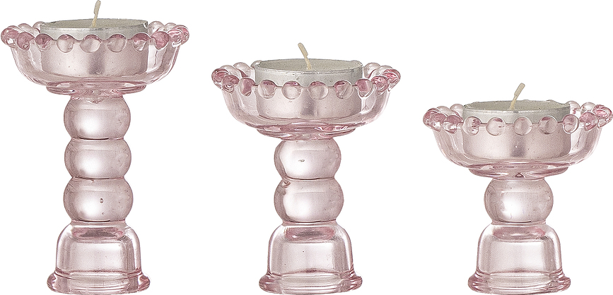 Portavelas para velas clásicas o tealights Delphia, rosas, 3 unidades