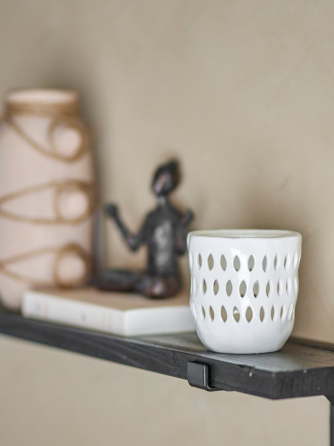 Portavelas para velas de té Matil, 15,5 cm, blanco
