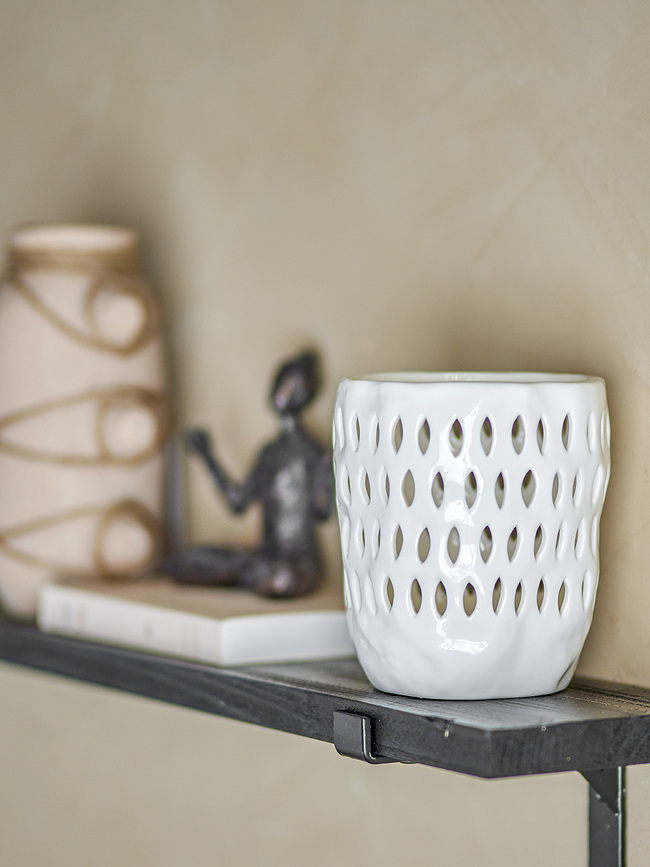 Portavelas para velas de té Matil, 15,5 cm, blanco