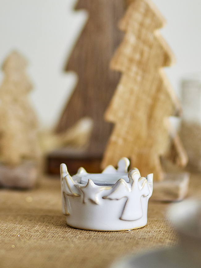 Portavelas para velas de té Starry, con diseño de ángeles