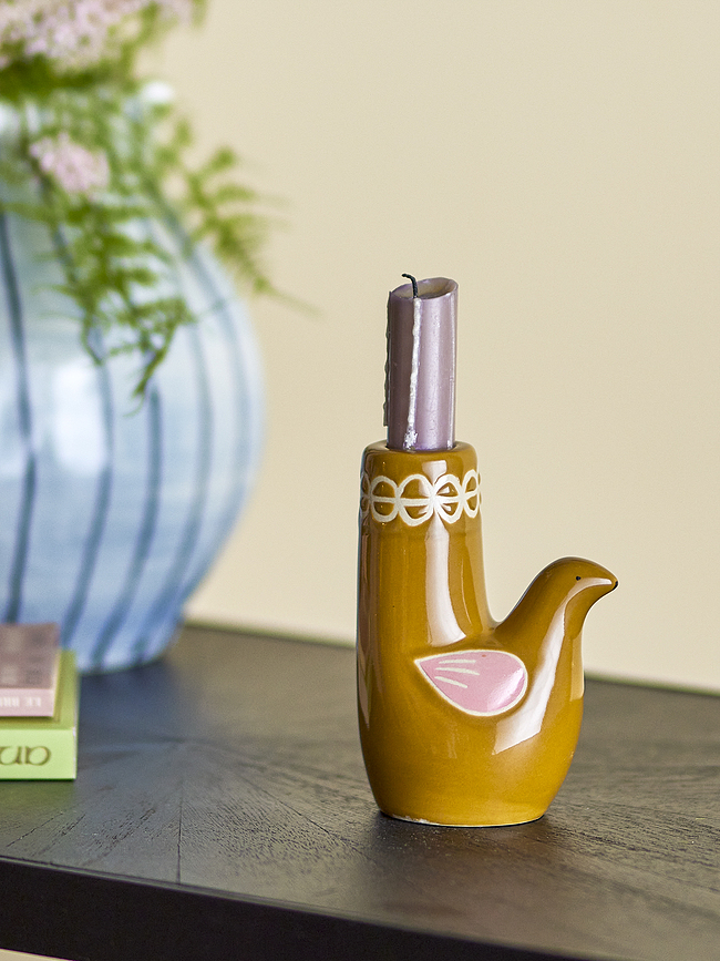 Portavelas Trudy, 12,5 cm, marrón, para vela clásica