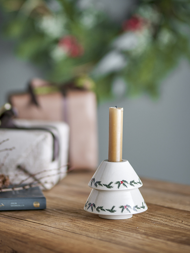 Porte-bougie de Noël, motif Sapin et Baies