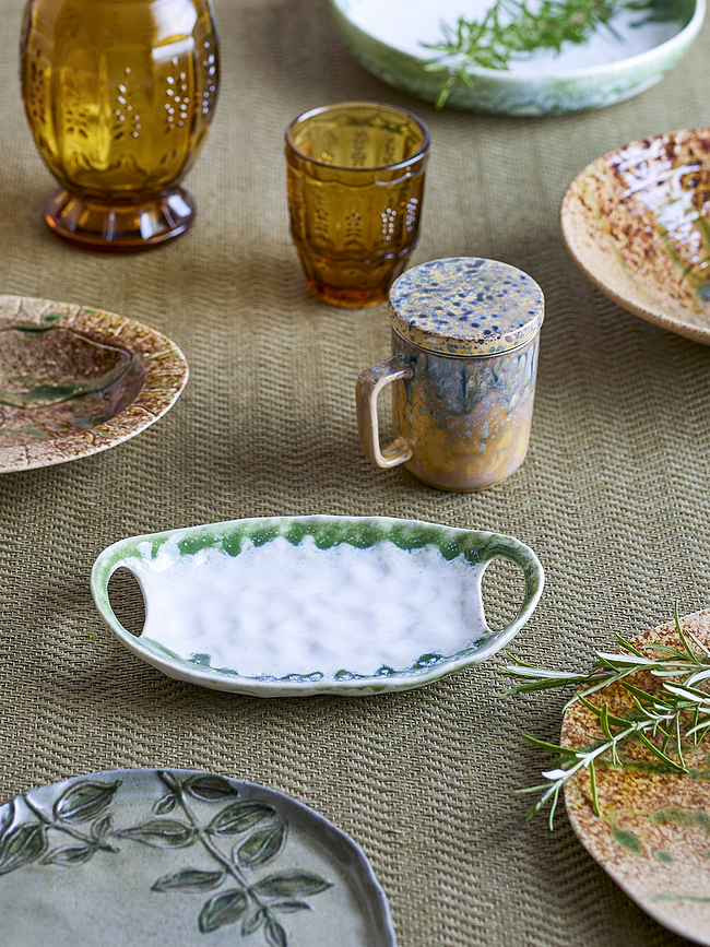 Prim Plat de Service 22 cm, blanc et vert