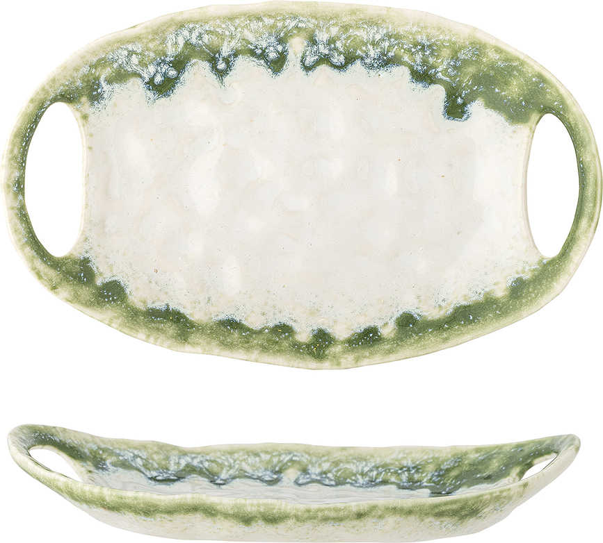Prim Plat de Service 22 cm, blanc et vert