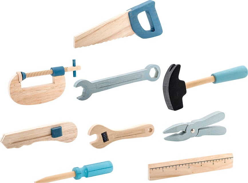 Robin Set d'Outils en bois, Set 9 pièces