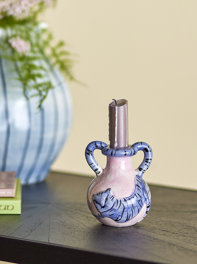 Ryker Bougeoir pour bougie classique, 10 cm, rose et bleu