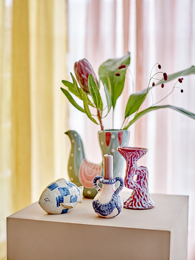 Ryker Bougeoir pour bougie classique, 10 cm, rose et bleu