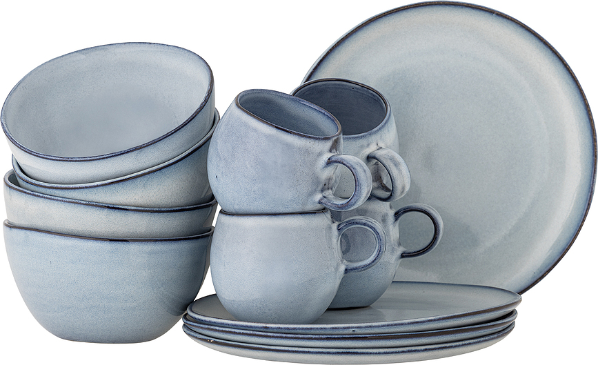 Sandrine Set de petit-déjeuner, bleu, 12 pièces