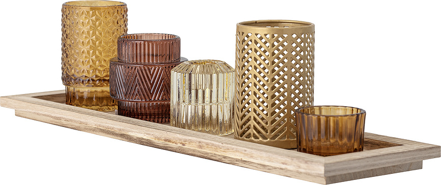 Sanga Set de Porte-Bougies avec plateau, bleus, Set 6 pièces