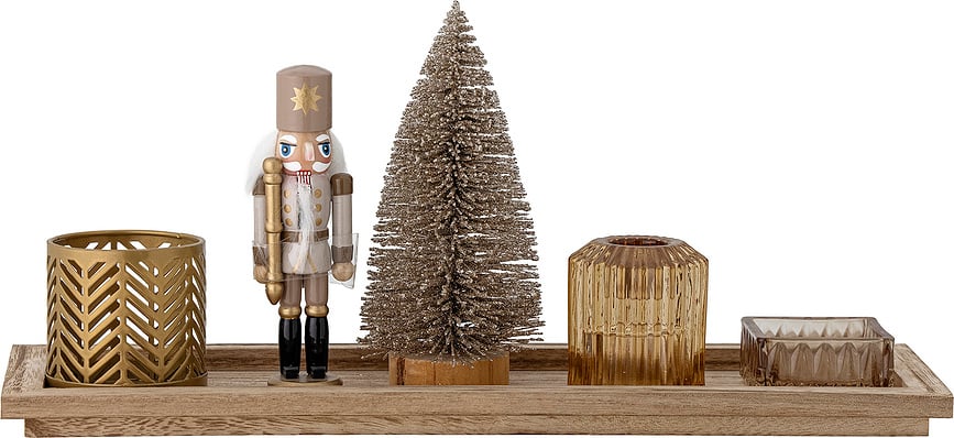 Sanga Kerzenständer mit Tablett und Deko-Figuren 6 El.