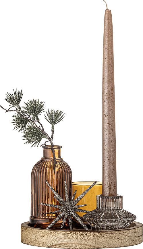 Sanga Set de Bougeoirs et Décorations, avec plateau en bois, Set 6 pièces