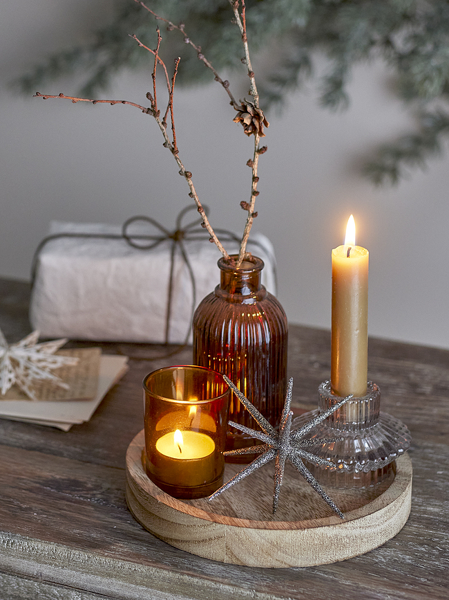 Sanga Set de Bougeoirs et Décorations, avec plateau en bois, Set 6 pièces