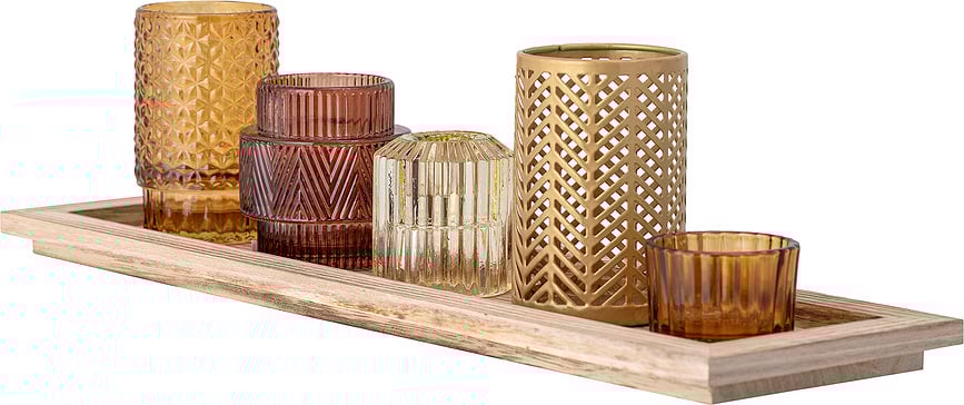 Sanga Svijećnjaci s pladnjem smeđi Set od 6 dijelova