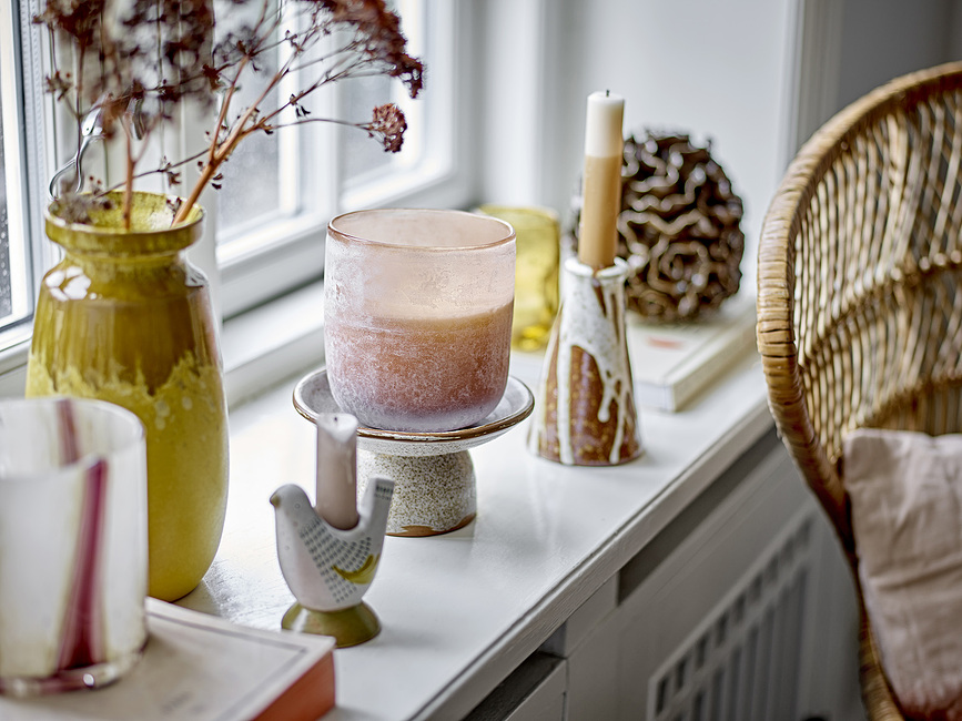 Savitri Κηροπήγιο για κλασικό κερί, 12 εκ., κίτρινο