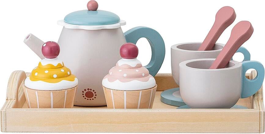 Set de té de madera Bloomingville, beige, Set de 8 piezas