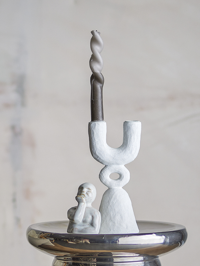 Syra Κηροπήγιο διπλό για κλασικό κερί, 22 cm, λευκό