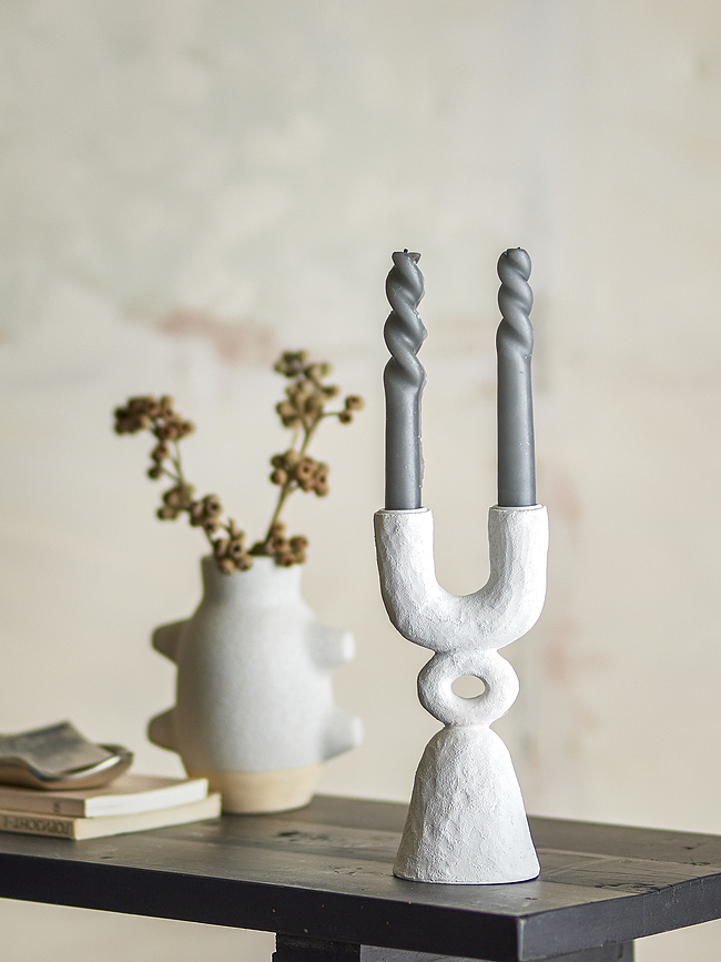 Syra Κηροπήγιο διπλό για κλασικό κερί, 22 cm, λευκό