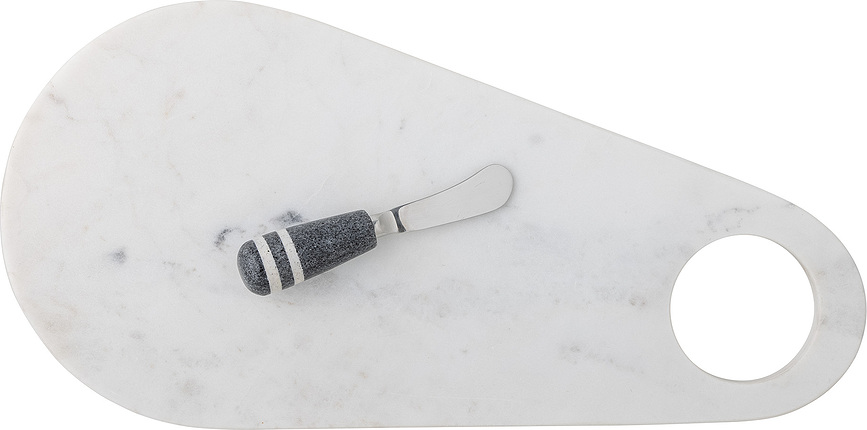 Tabla de Cortar de mármol Abrielle, 20 x 42 cm, con cuchillo, Set de 2 piezas