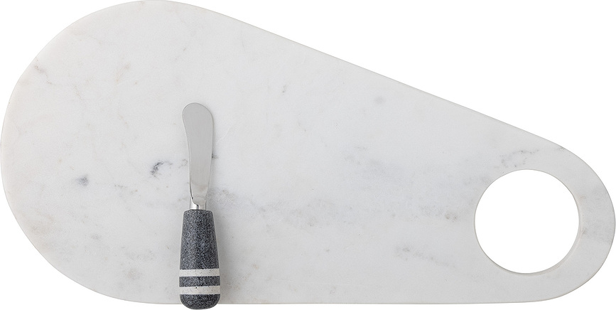 Tabla de Cortar de mármol Abrielle, 20 x 42 cm, con cuchillo, Set de 2 piezas