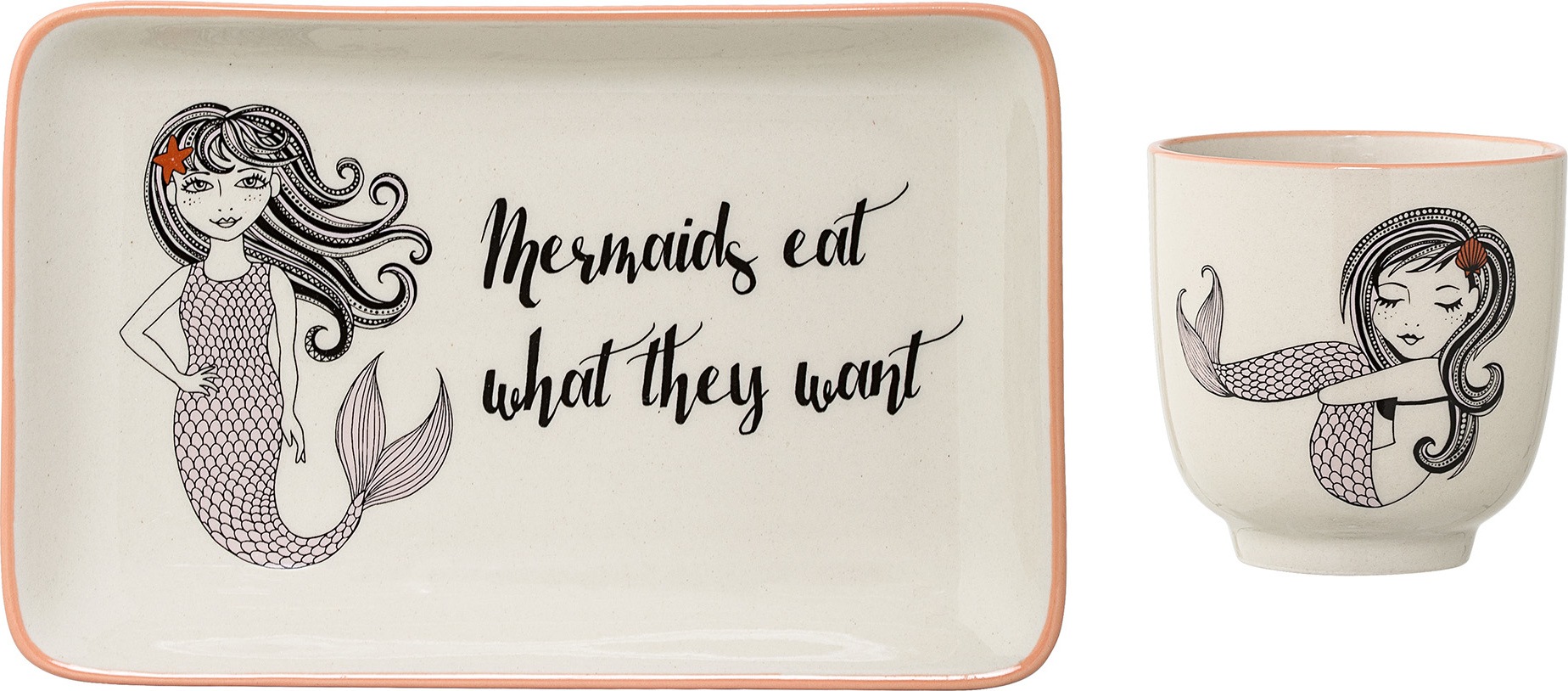 Taca do serwowania Bloomingville Mermaid z kubkiem 2 el.
