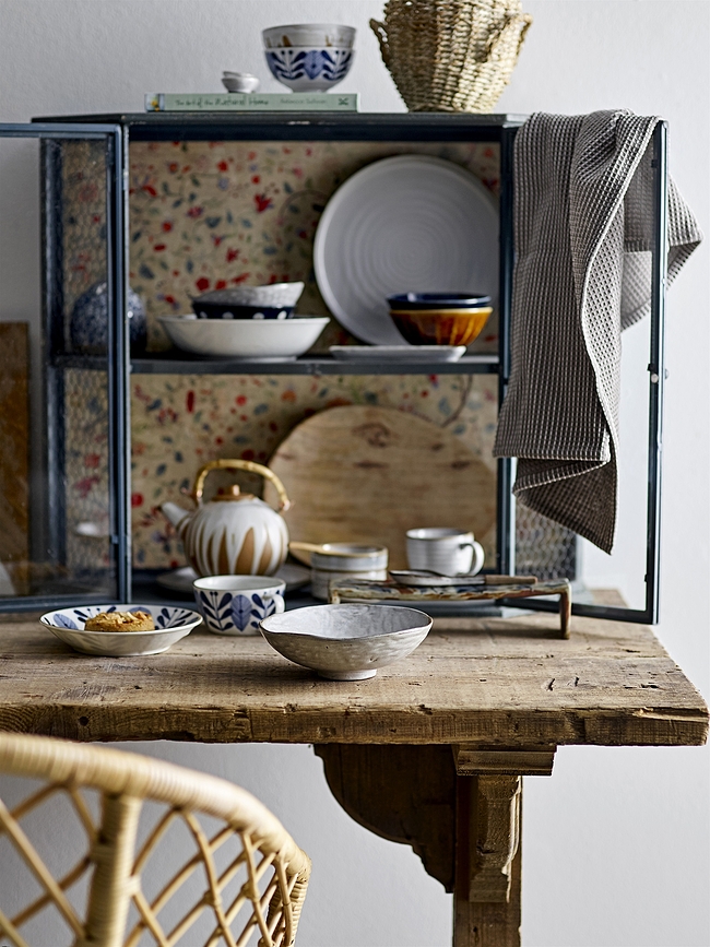 Taza Camellia 300 ml, blanca con estampado azul