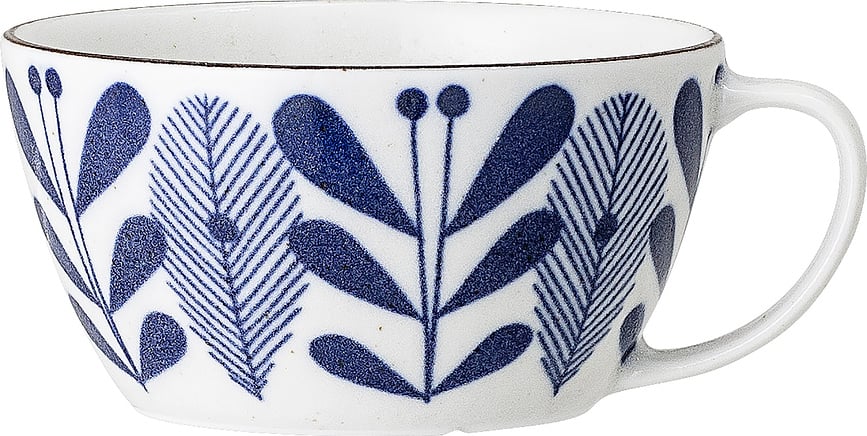 Taza Camellia 300 ml, blanca con estampado azul