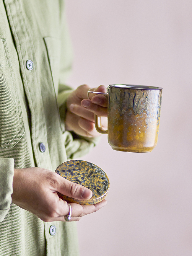 Taza con infusor y tapa Yuma, 250 ml, amarilla