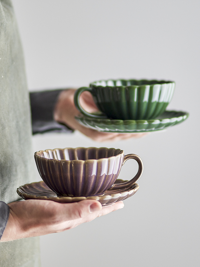 Taza Latina 220 ml, verde, con plato