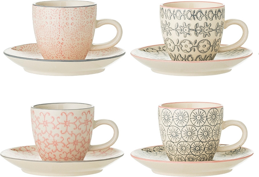 Tazas de espresso Cécile, con platillos, 4 unidades