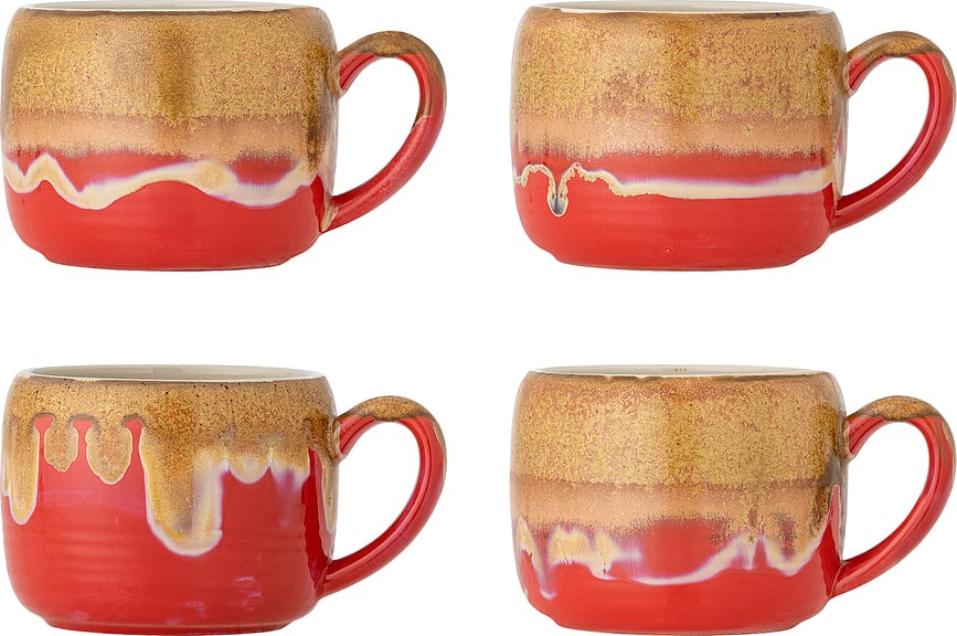 Tazas Sheen, 400 ml, amarillo y rojo, Pack de 4