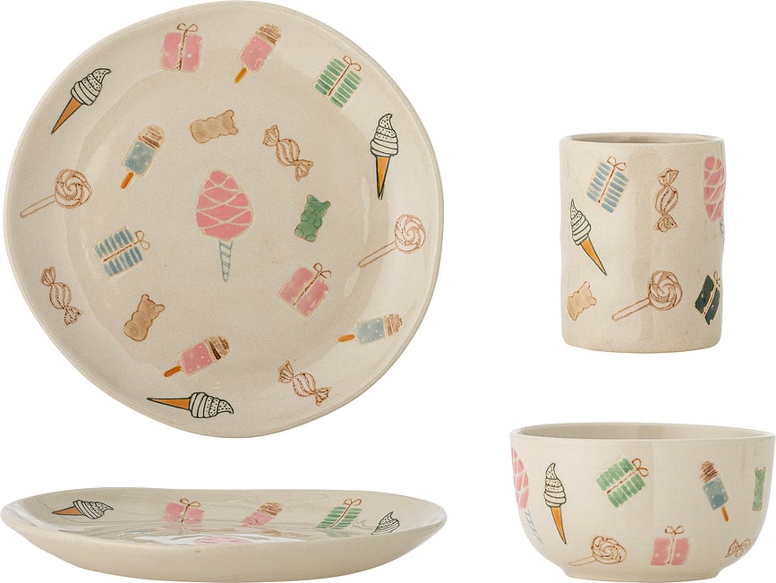 Vajilla infantil Sweets, beige, Set de 4 piezas