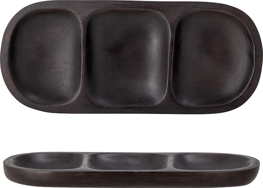 Vasilia Plateau De Service pour apéritif, 35 cm, noir, en bois de manguier