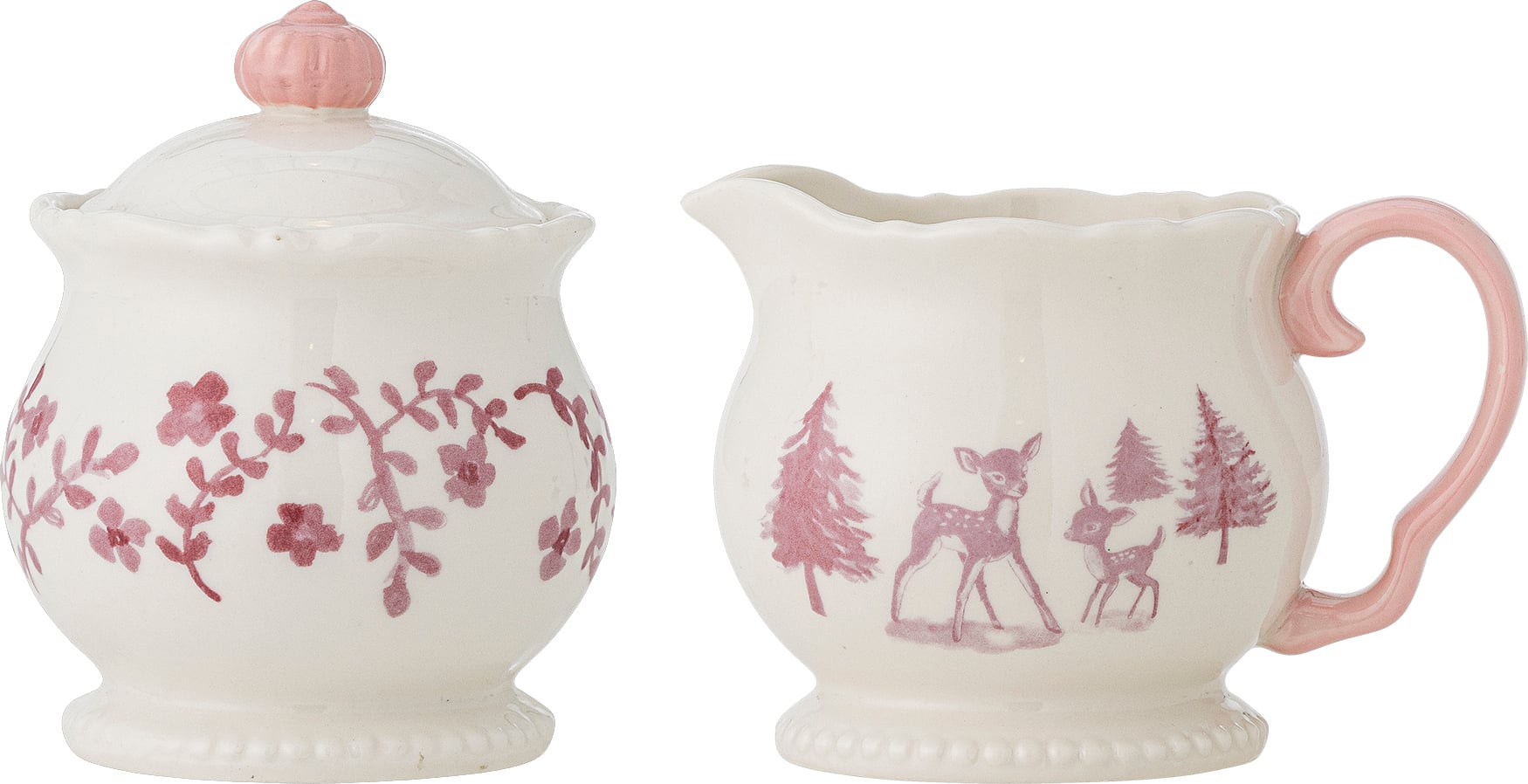 Wonderland Milchkännchen und Zuckerdose rosa, 2-tlg.