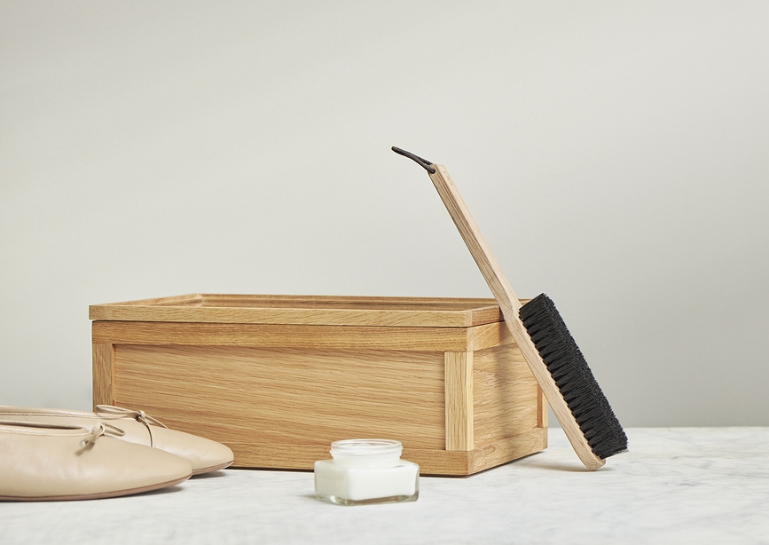 Caja de Almacenamiento de roble natural Norie, con tapa de cristal