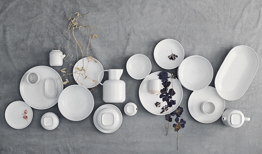 Forma Plat de Service 24 x 40 cm, blanc et sable