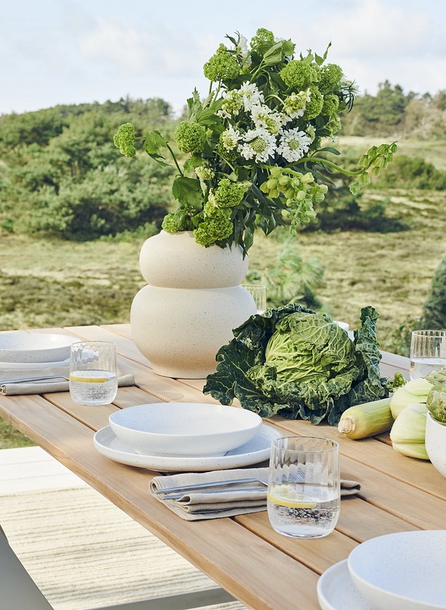 Jarrón de gres Mingei, 32,5 cm, color arena