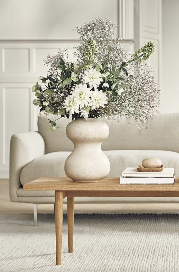 Jarrón de gres Mingei, 32,5 cm, color arena