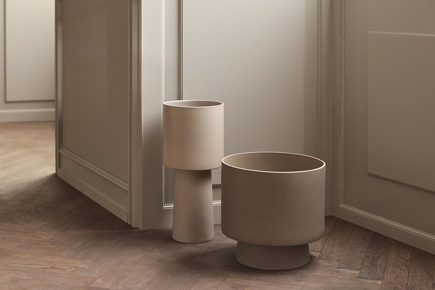 Jarrón Torch, 46 cm, beige