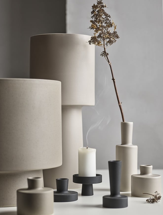 Jarrón Torch, 46 cm, beige