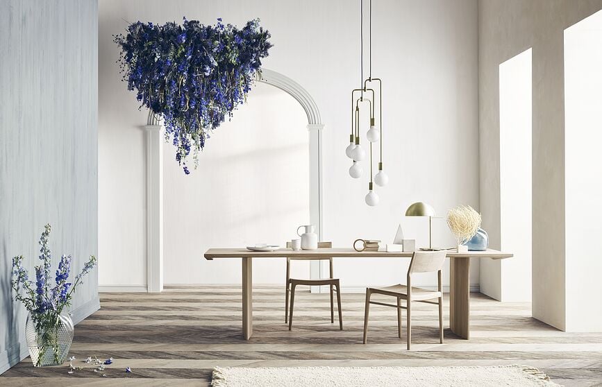 Lámpara de Mesa Aluna, color crema