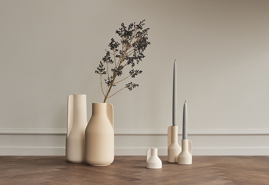 Candelabro para vela clásica Falda, 12 cm, marfil