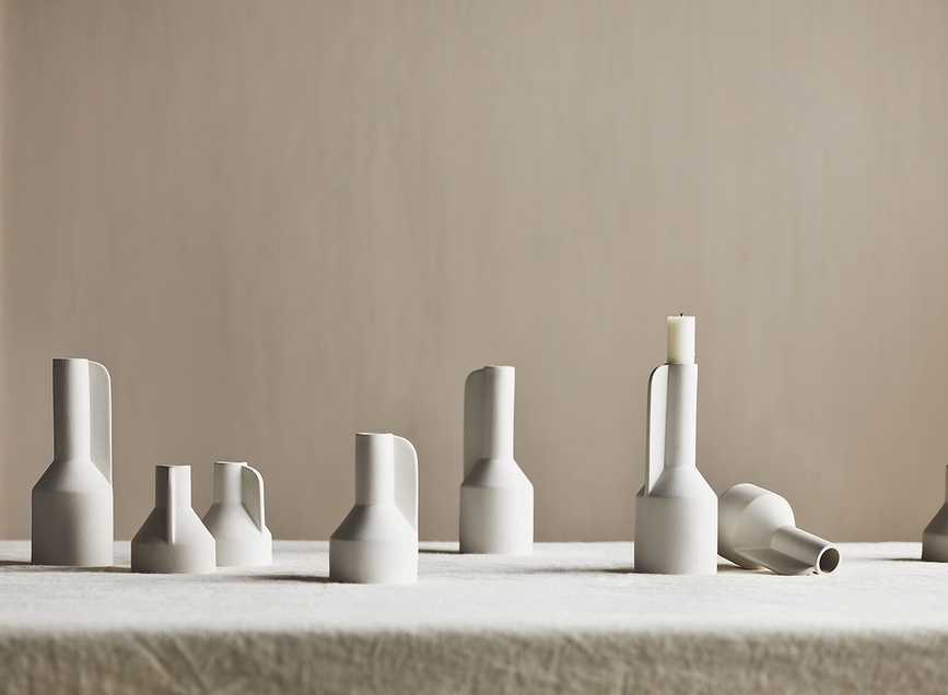 Candelabro para vela clásica Falda, 18 cm, color marfil