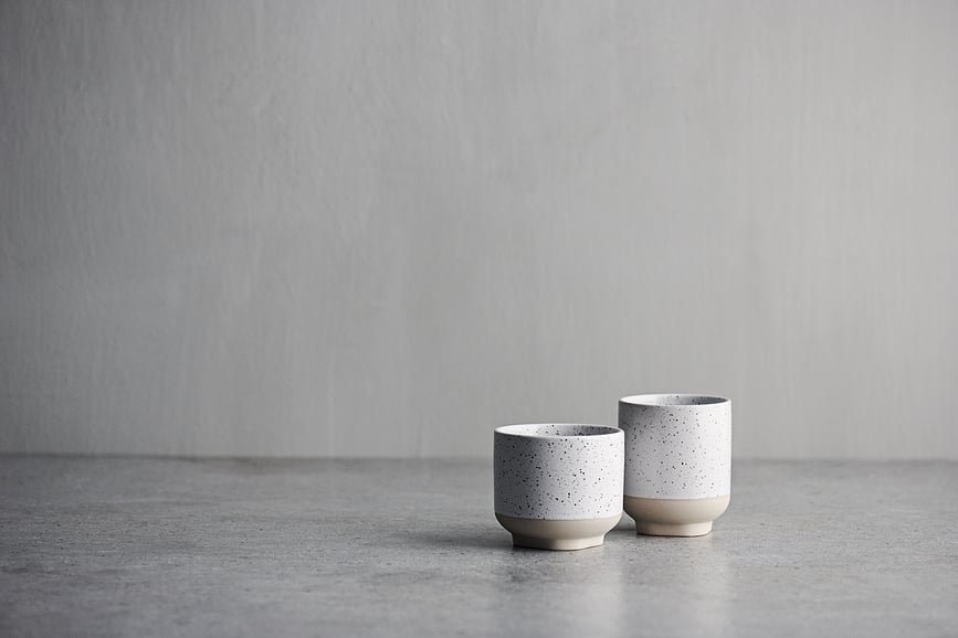 Tazas Forma, 330 ml, blanco y arena, Pack de 2