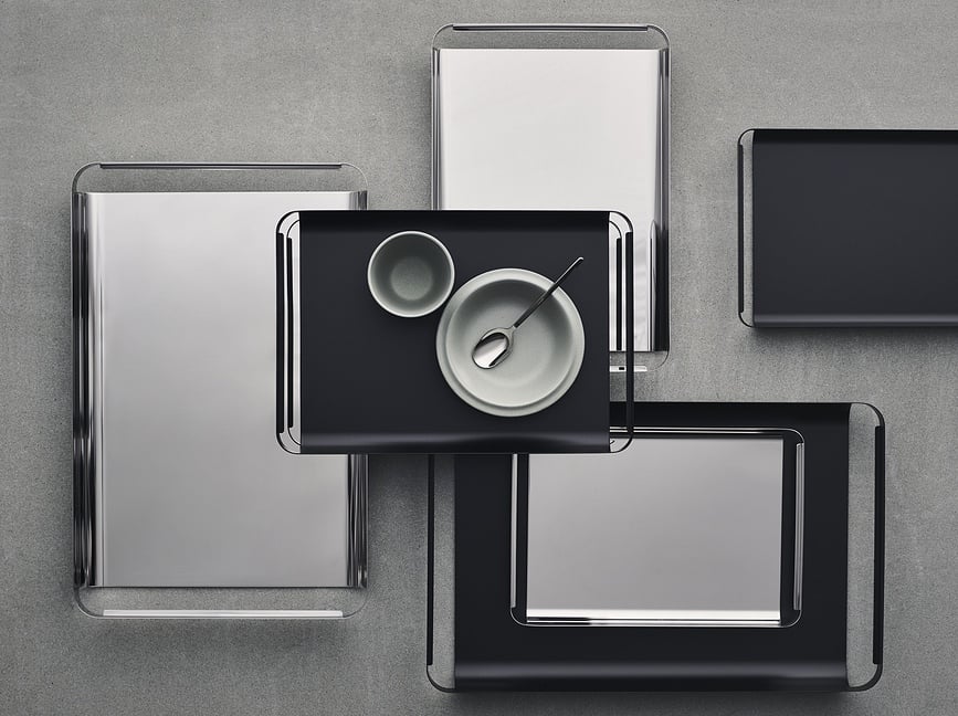 Unio Plateau de Service 38 cm, acier poli