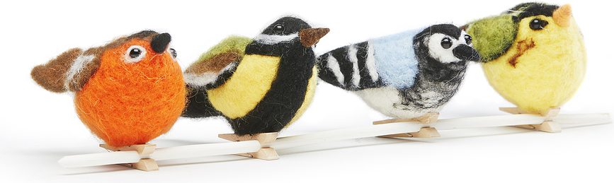 Adornos de pájaros con pinza, 4 unidades