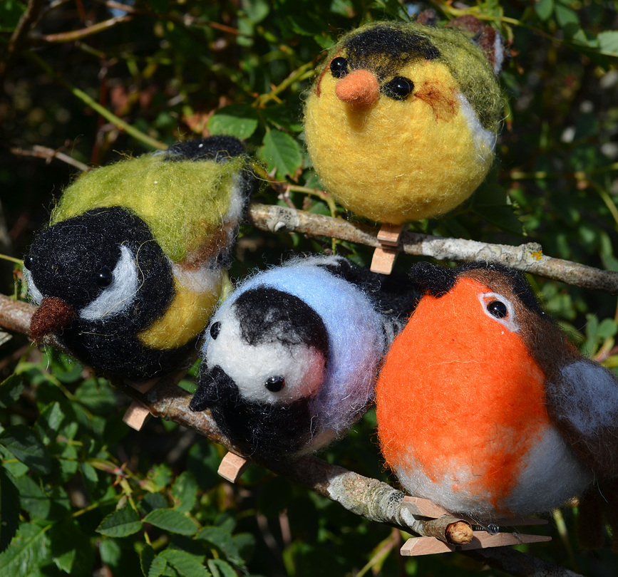 Adornos de Pájaros, surtidos de colores, con clip, 4 unidades