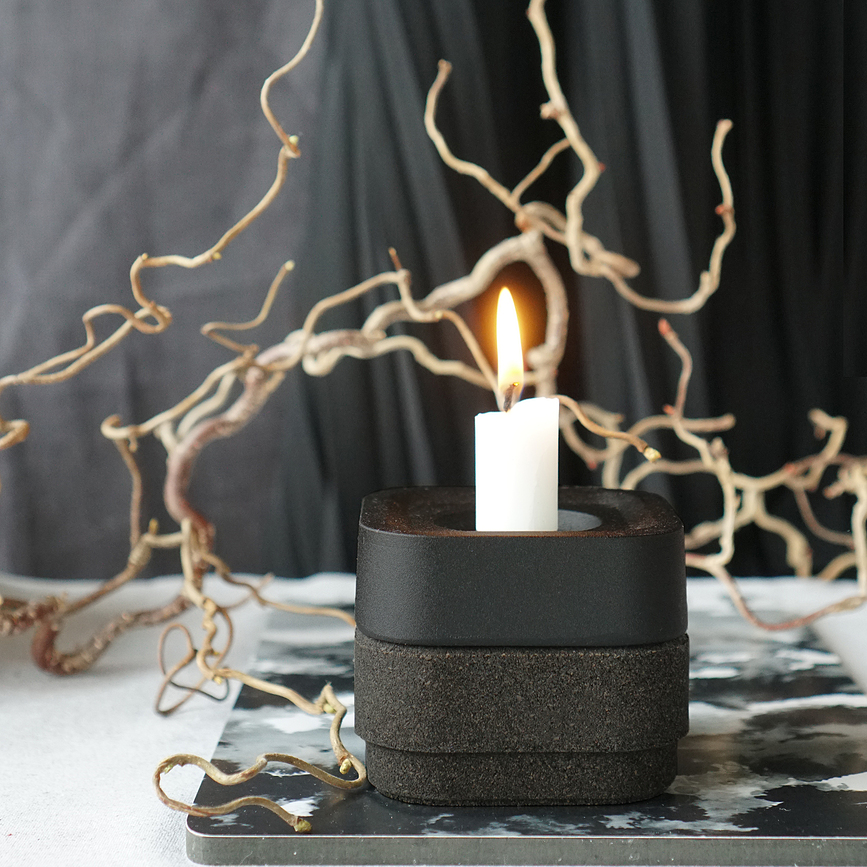 Base de Corcho Stumpastaken Ettan, negra, para candelabro